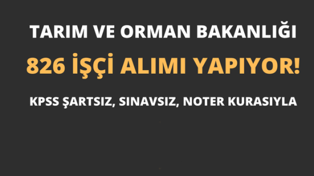 Tarım ve Orman Bakanlığı 826 İşci Alıyor